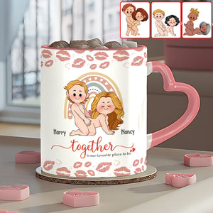 I Love You - Personalized Couple Heart Handle Mug