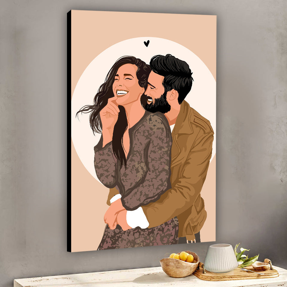 Custom 2D Flat Photo - Personalized Couple Canvas And Poster