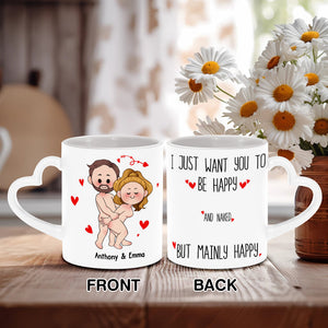 I Love You - Personalized Couple Heart Handle Mug