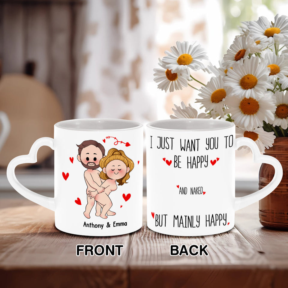 I Love You - Personalized Couple Heart Handle Mug