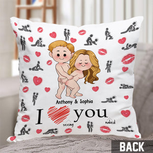 I Love Seeing You Naughty - Personalized Couple Throw Pillow