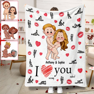 I Love Seeing You Naughty - Personalized Couple Blanket