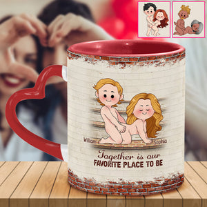 I Love You - Personalized Couple Heart Handle Mug