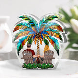 Under The Palm Tree Happy Couple - Personalized Couple Custom Shaped Acrylic Plaque