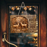 An Old Buck & His Sweet Doe Live Here - Personalized Couple Custom Shaped Wood Sign