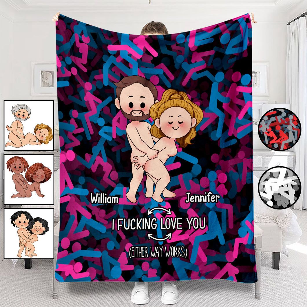 I Love You Funny Couple - Personalized Couple Blanket