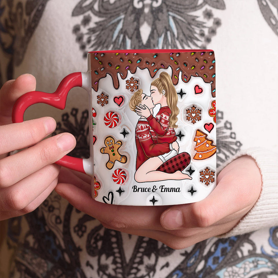 All I Want For Christmas Is You - Personalized Couple Heart Handle Mug