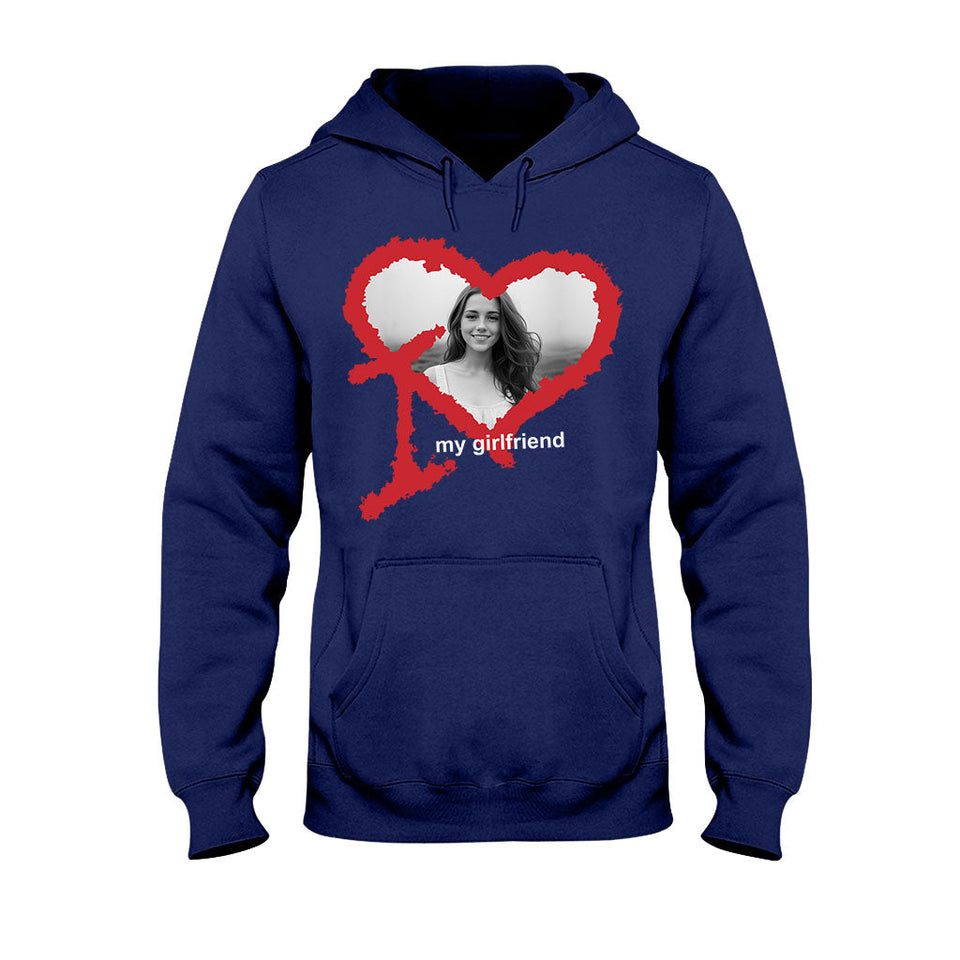 I Love My Girlfriend Boyfriend Husband Wife Custom Photo - Personalized Couple T-shirt And Hoodie