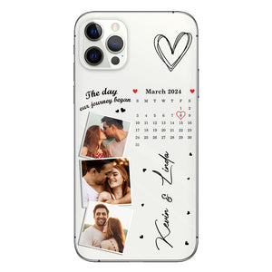 The Day Our Journey Began Photos & Calendar Custom - Personalized Couple Clear Phone Case