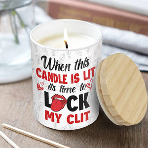 It's Time To Be Naughty - Personalized Couple Candle With Wooden Lid