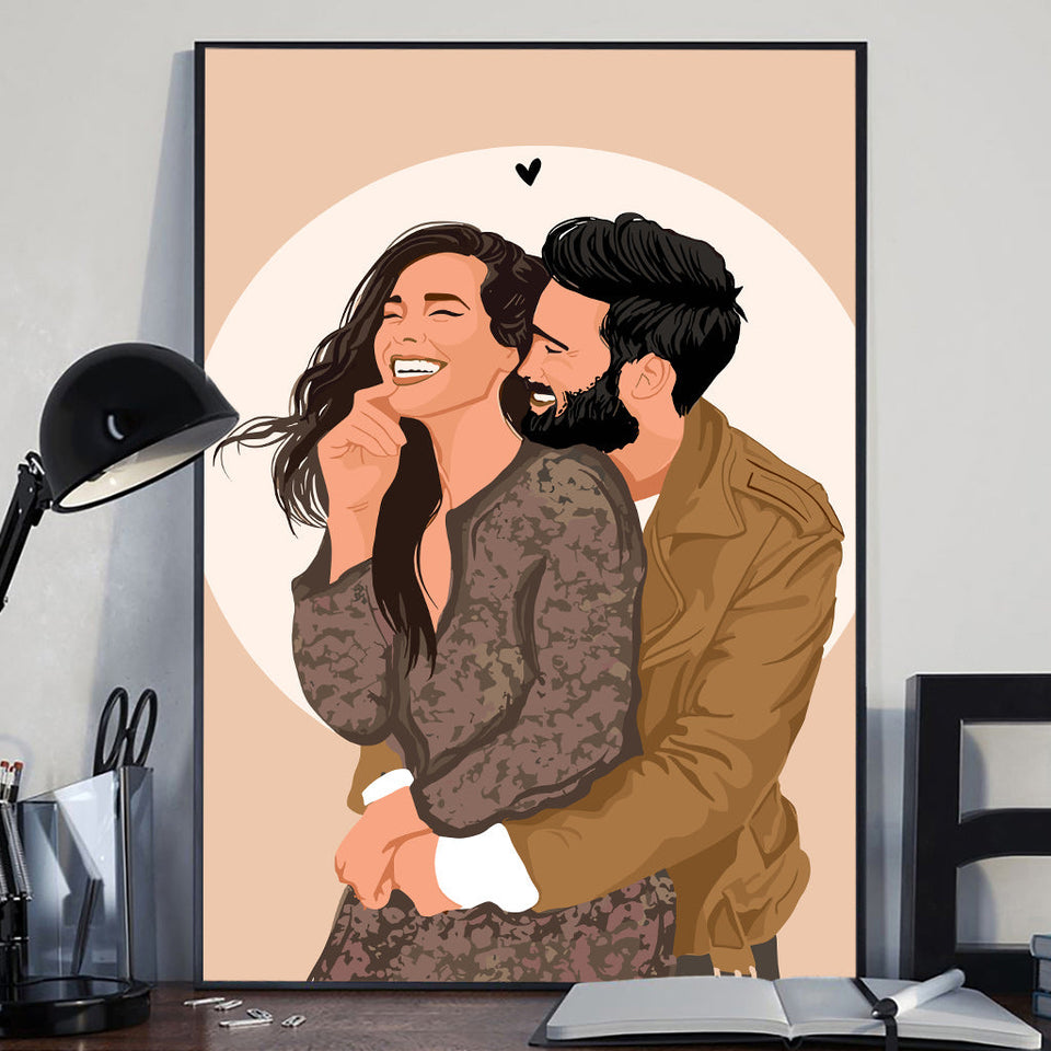 Custom 2D Flat Photo - Personalized Couple Canvas And Poster