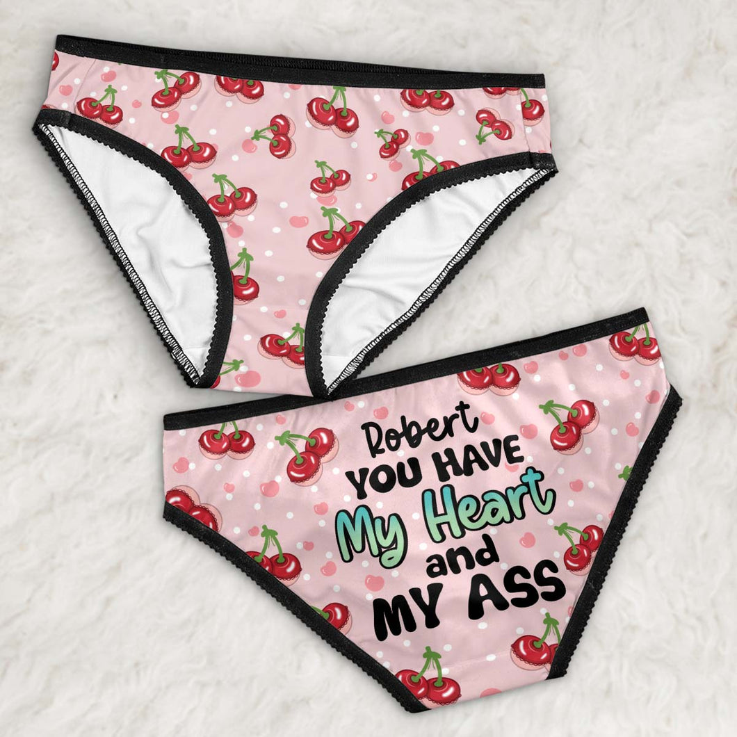 You Have My Heart - Personalized Couple Lace Border Women Briefs