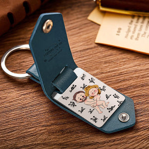 I Love You - Personalized Couple Leather Photo Keychain