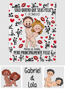 Solo Quiero Que Seas Feliz - Personalized Couple Blanket