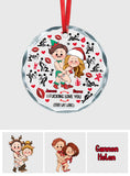 I Fu**cking Love You - Personalized Couple Round Shaped Glass Ornament