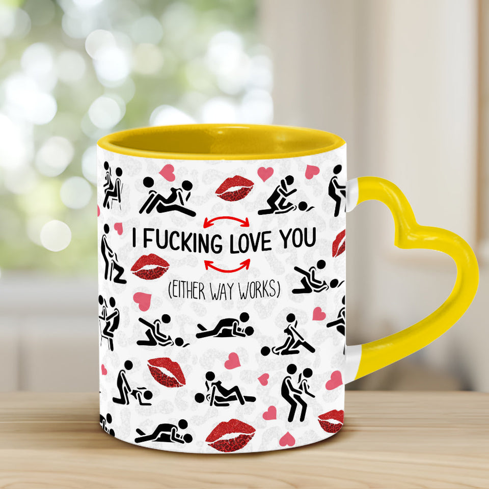 I Love You - Personalized Couple Heart Handle Mug