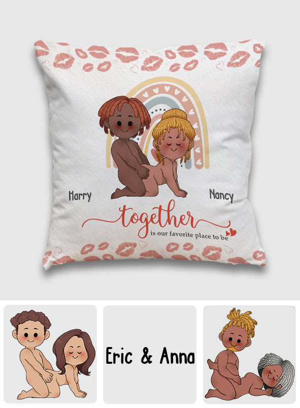 Together Is Our Favorite Place To Be - Personalized Couple Throw Pillow