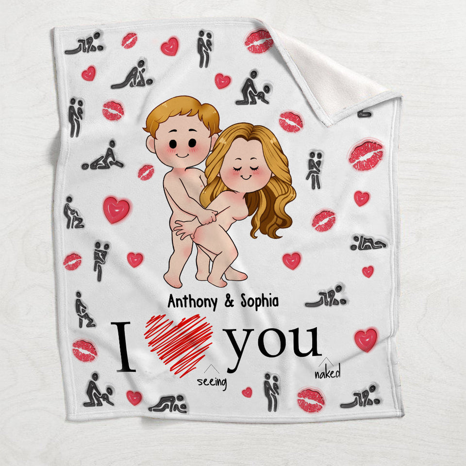 I Love Seeing You Naughty - Personalized Couple Blanket