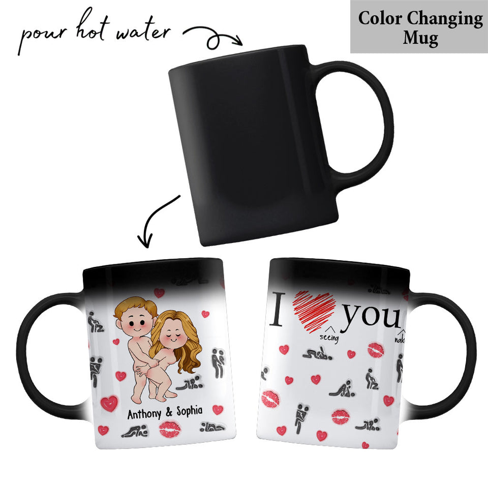 I Love Seeing You Naughty - Personalized Couple Mug