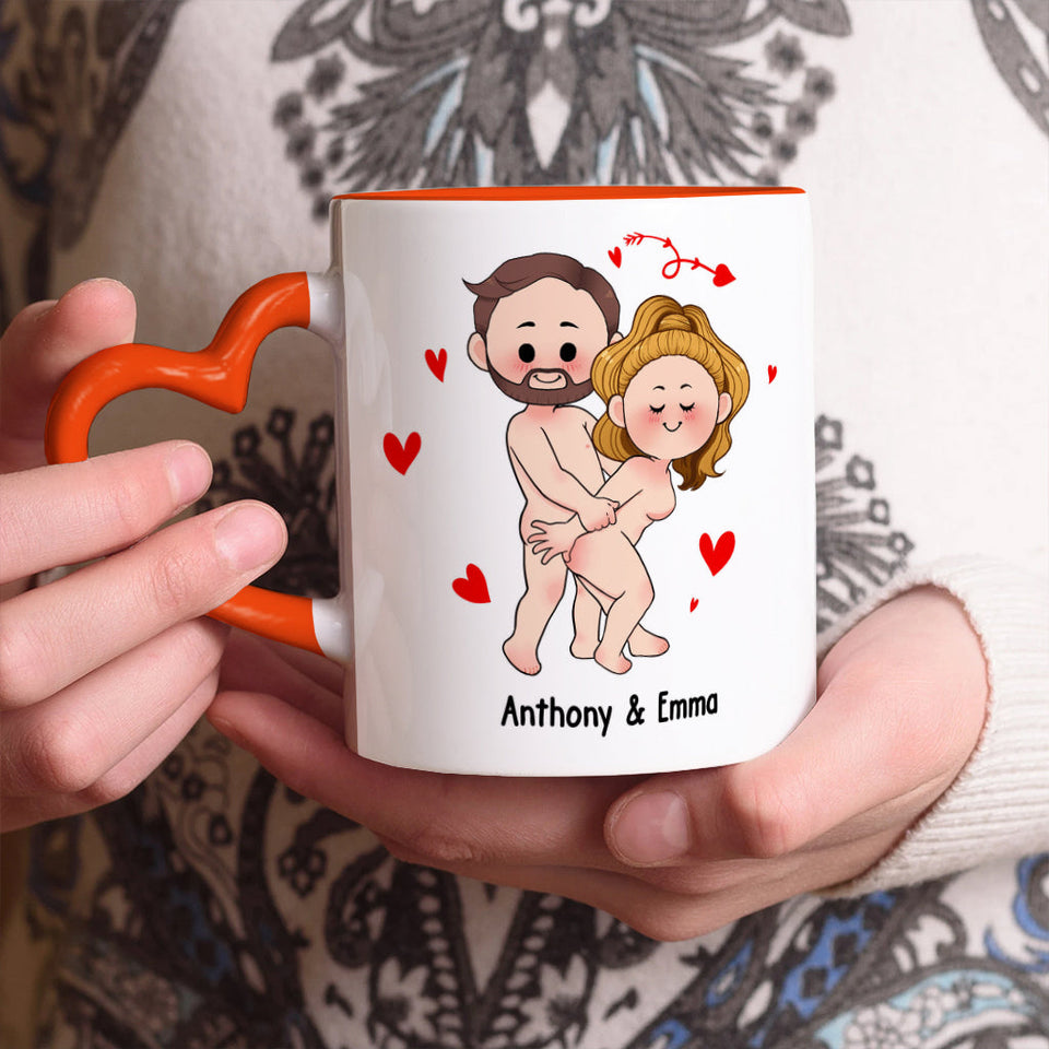 I Love You - Personalized Couple Heart Handle Mug