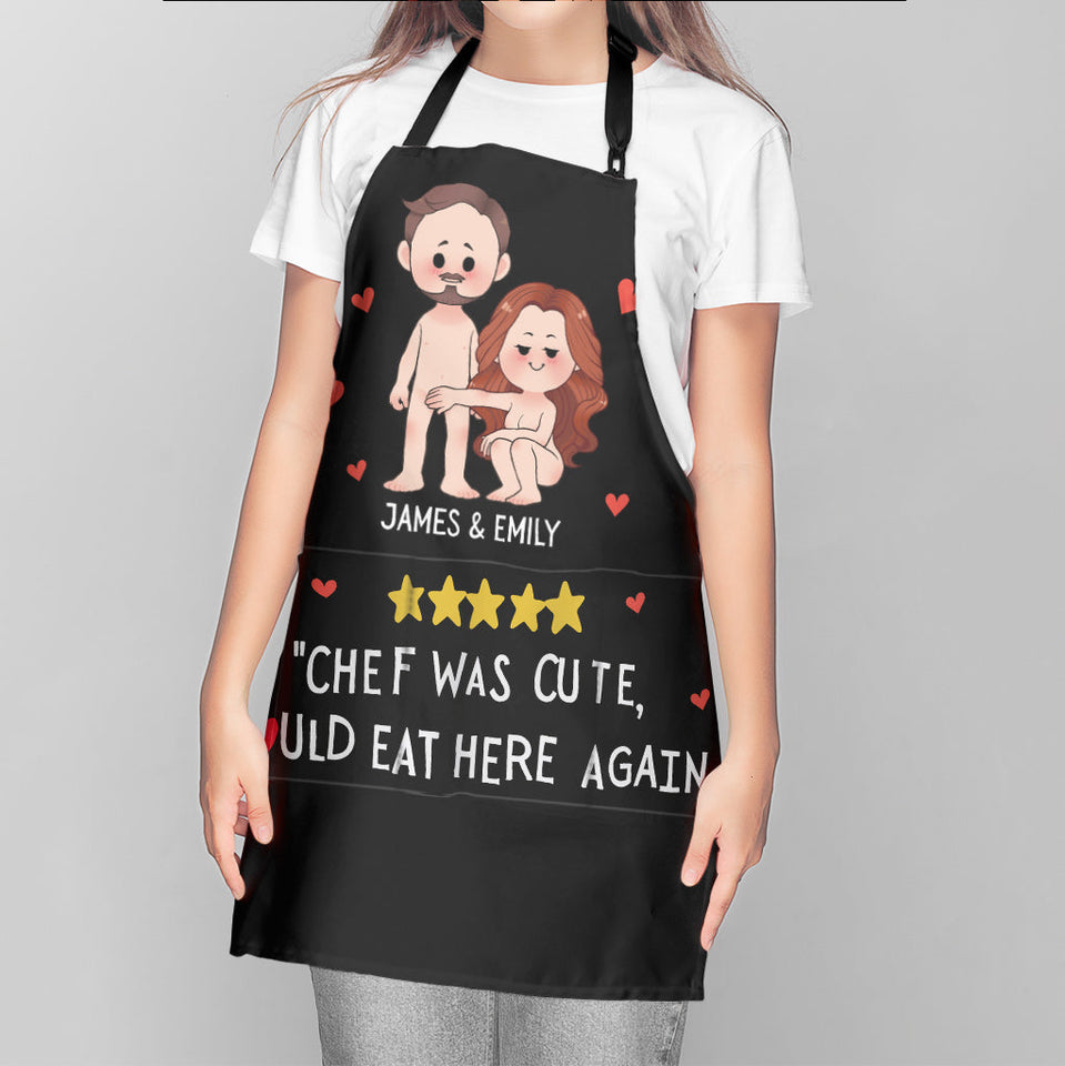 Chef Was Cute, Would Eat Here Again - Personalized Couple Apron