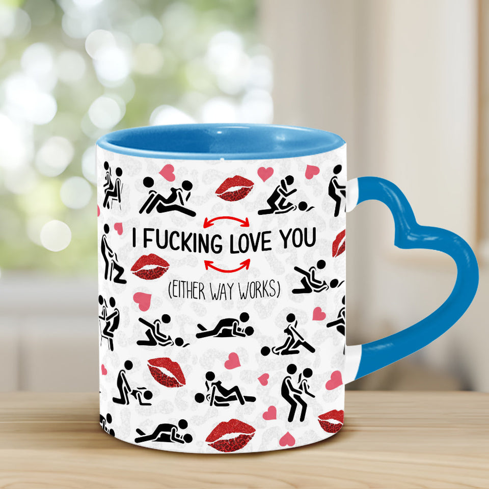 I Love You - Personalized Couple Heart Handle Mug