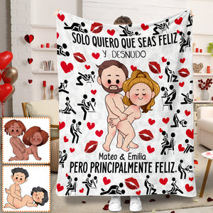 Solo Quiero Que Seas Feliz - Personalized Couple Blanket