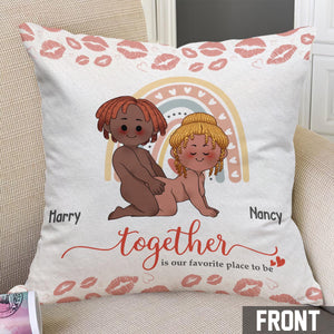 Together Is Our Favorite Place To Be - Personalized Couple Throw Pillow