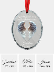 Beautiful Angel Wings - Personalized Memorial Oval Shaped Glass Ornament