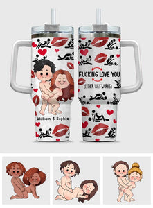 I Love You - Personalized Couple Tumbler With Handle