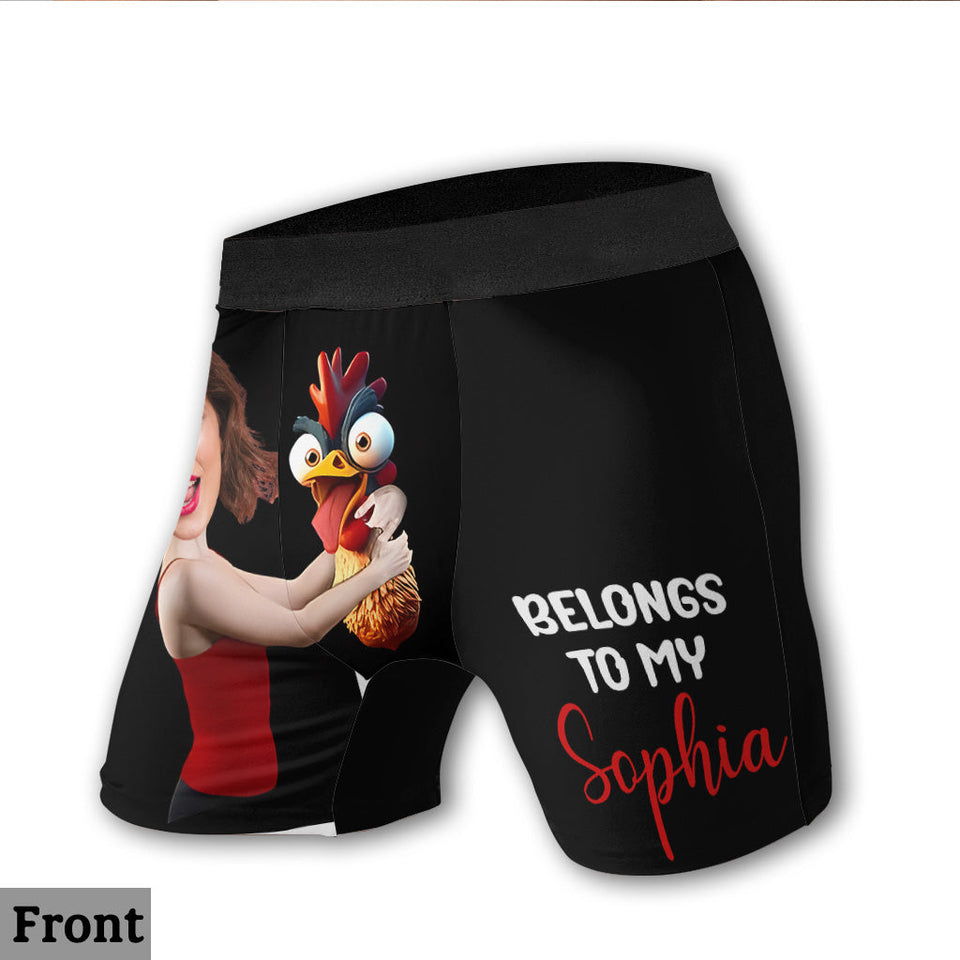 This Cock Belongs To - Personalized Couple Men’s Boxer Briefs