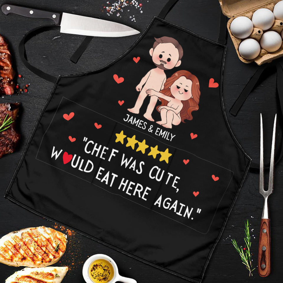 Chef Was Cute, Would Eat Here Again - Personalized Couple Apron