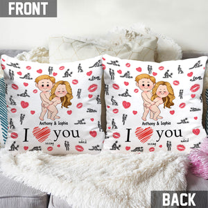 I Love Seeing You Naughty - Personalized Couple Throw Pillow