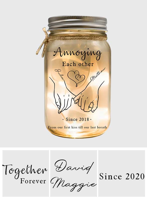 Together Forever From Our First Kiss Till Our Last Breath - Personalized Couple Mason Jar Light