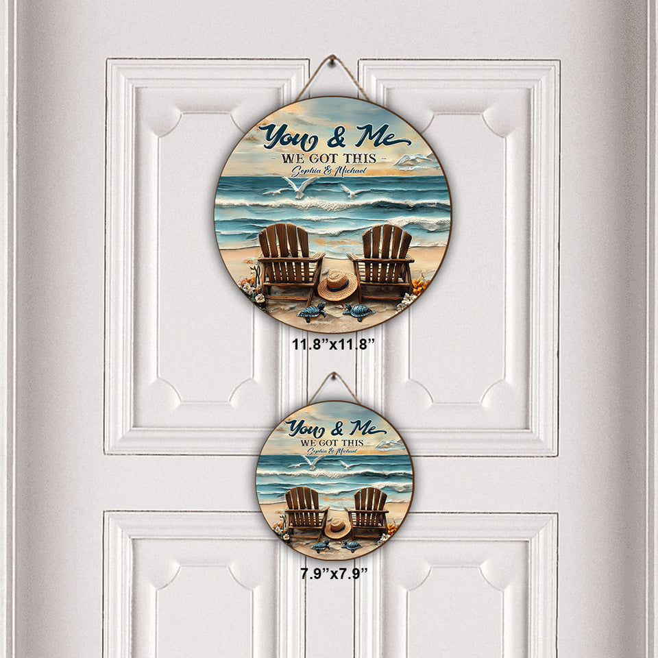 And So Together They Built A Life They Loved - Personalized Couple Round Wood Sign