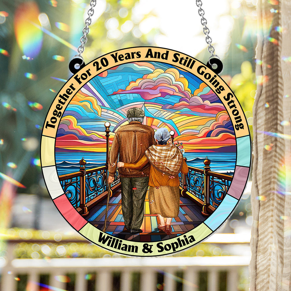 From Our First Kiss Till Our Last Breath - Personalized Couple Window Hanging Suncatcher Ornament