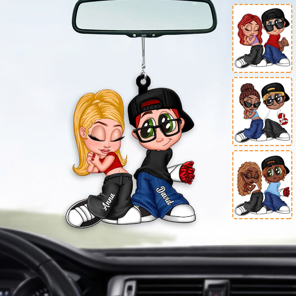 Y2K Couple Chicano - Personalized Couple Car Ornament