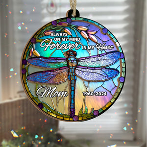 Always On My Mind Forever In My Heart - Personalized Memorial 2 Layered Window Hanging Suncatcher