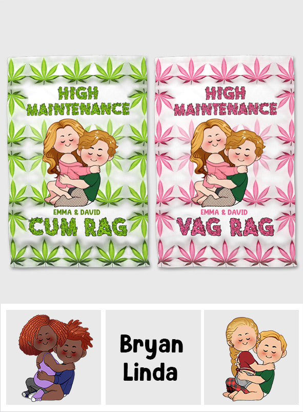 Cum Rag High Maintenance Couple - Personalized Couple Towel