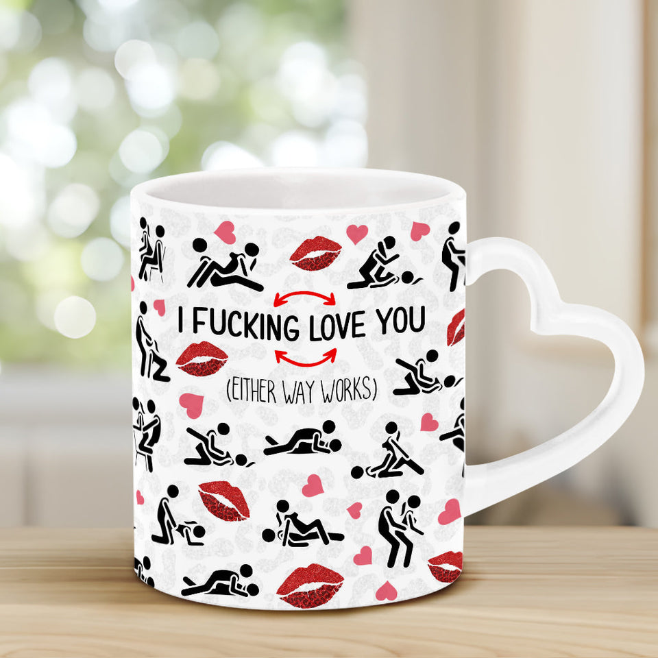 I Love You - Personalized Couple Heart Handle Mug