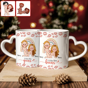 Together Is Our Favorite Place - Personalized Couple Matching Heart Handle Mug