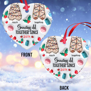 Growing Old Together - Personalized Couple Ceramic Heart Ornament