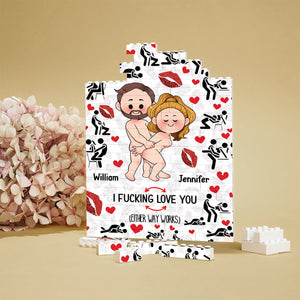 I love you - Personalized Couple Vertical Rectangle Building Brick Blocks Printed On Both Sides