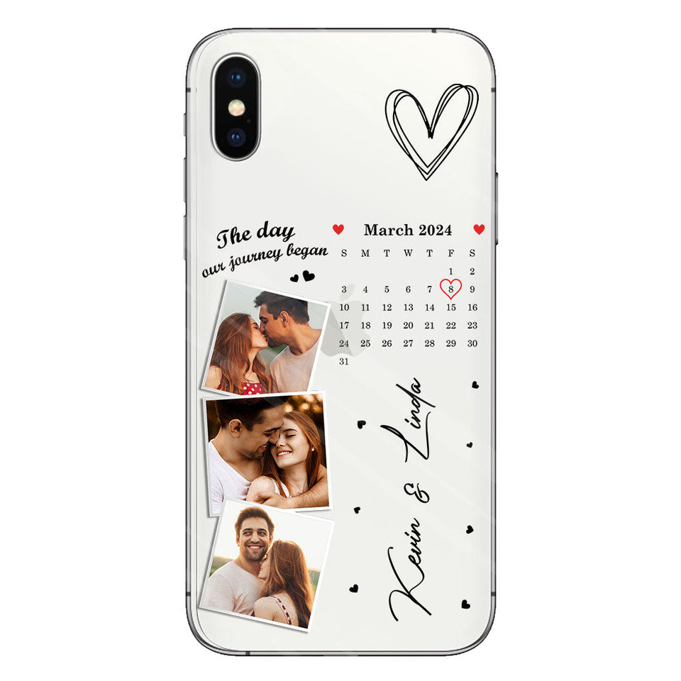 The Day Our Journey Began Photos & Calendar Custom - Personalized Couple Clear Phone Case