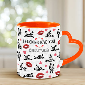 I Love You - Personalized Couple Heart Handle Mug