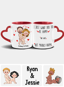 I Love You - Personalized Couple Heart Handle Mug