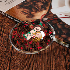 I Fu**cking Love You - Personalized Couple Round Shaped Glass Ornament