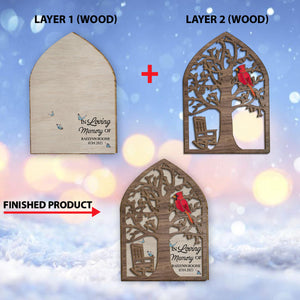 In Loving Memory Memorial Chair Red Cardinal - Personalized Memorial 2 Layered Wood Sign / Wood Plaque