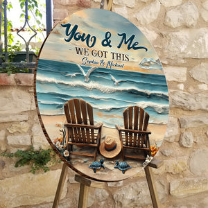 And So Together They Built A Life They Loved - Personalized Couple Round Wood Sign