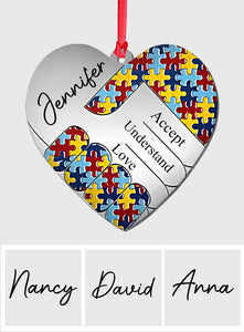 Accept Understand Love - Personalized Autism Awareness Shaped Aluminium Ornament (Print On Both Side)